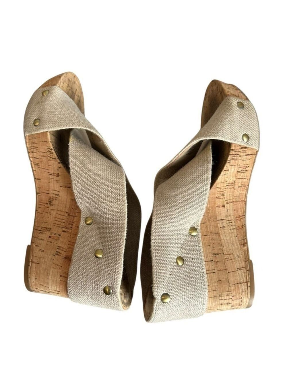Lucky Brand Miller 2 Cork 4 Inch Wedge Heel Sandals Cream & Tan Women’s Size 8.5 - Picture 4 of 7